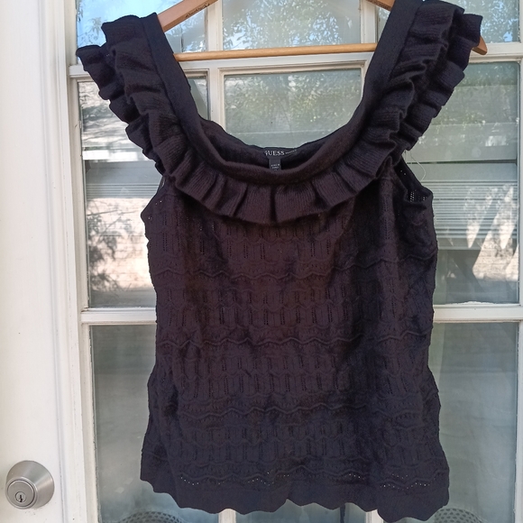 Guess off the shoulder pointelle sweater sz xl - Picture 3 of 5